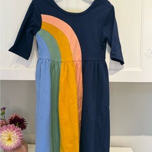 Hanna Andersson Navy and Rainbow Kids Dress